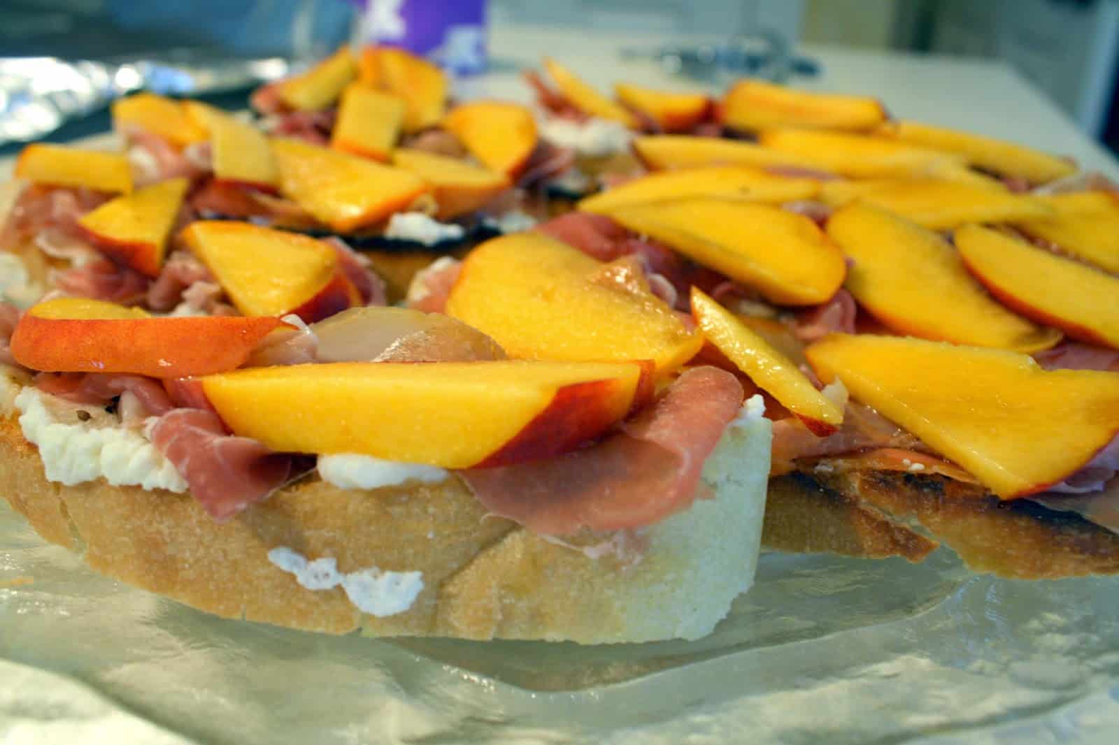 Peach & Prosciutto Crostini