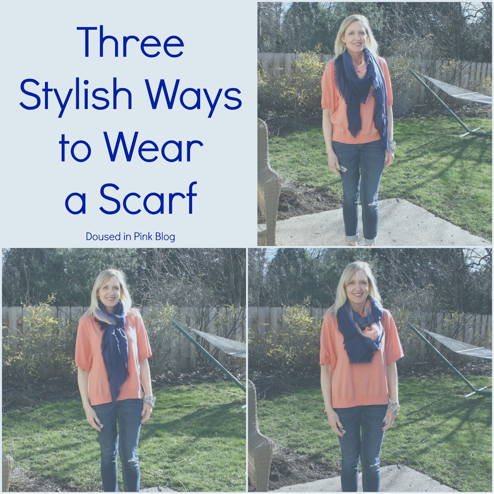 Three Stylish Ways to Wear a Scarf - Doused in Pink