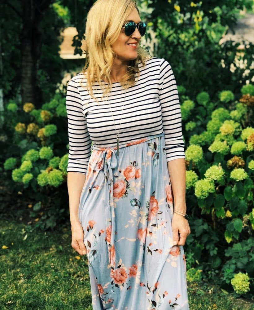 Mixed Print Maxi Dress