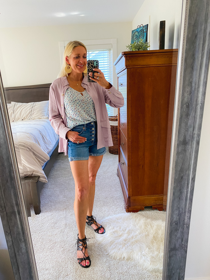 Dressy Shorts Outfit Over 40 - Doused in Pink