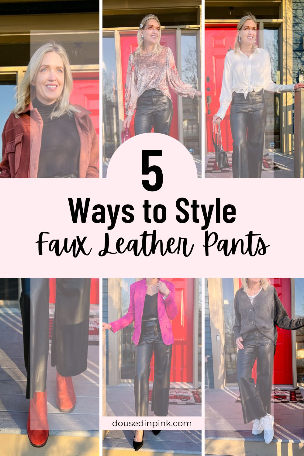 Category: Leather pants from Monday to Friday. Pick a fave! Share and save  for leather pants outfit inspiration 😉💗 #leatherpants