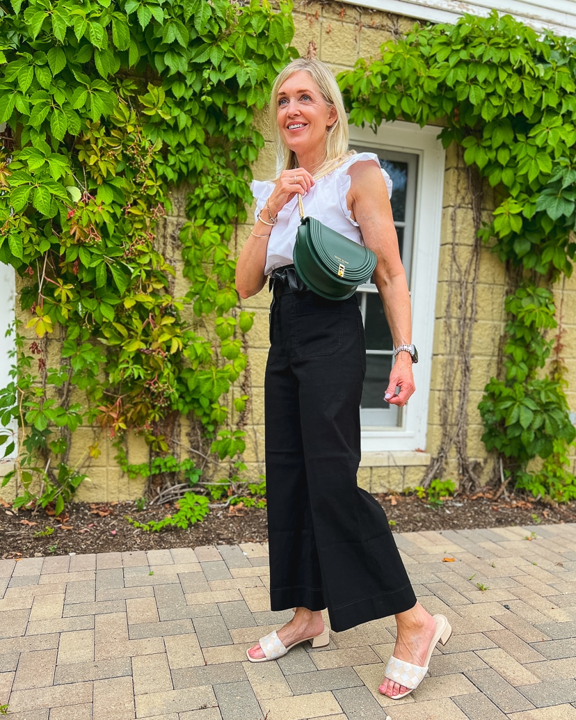 Turning Heads Linkup- Styling an Olive Green Bag with Dark Florals -  Elegantly Dressed and Stylish