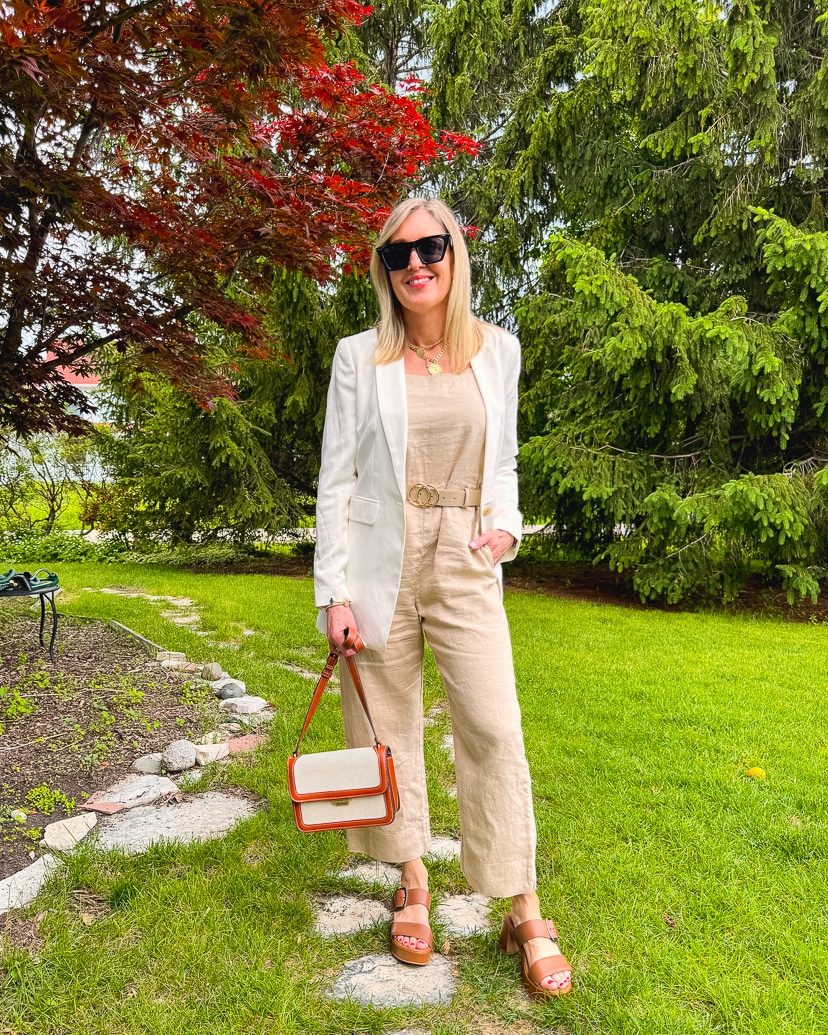 what to wear with a linen jumpsuit