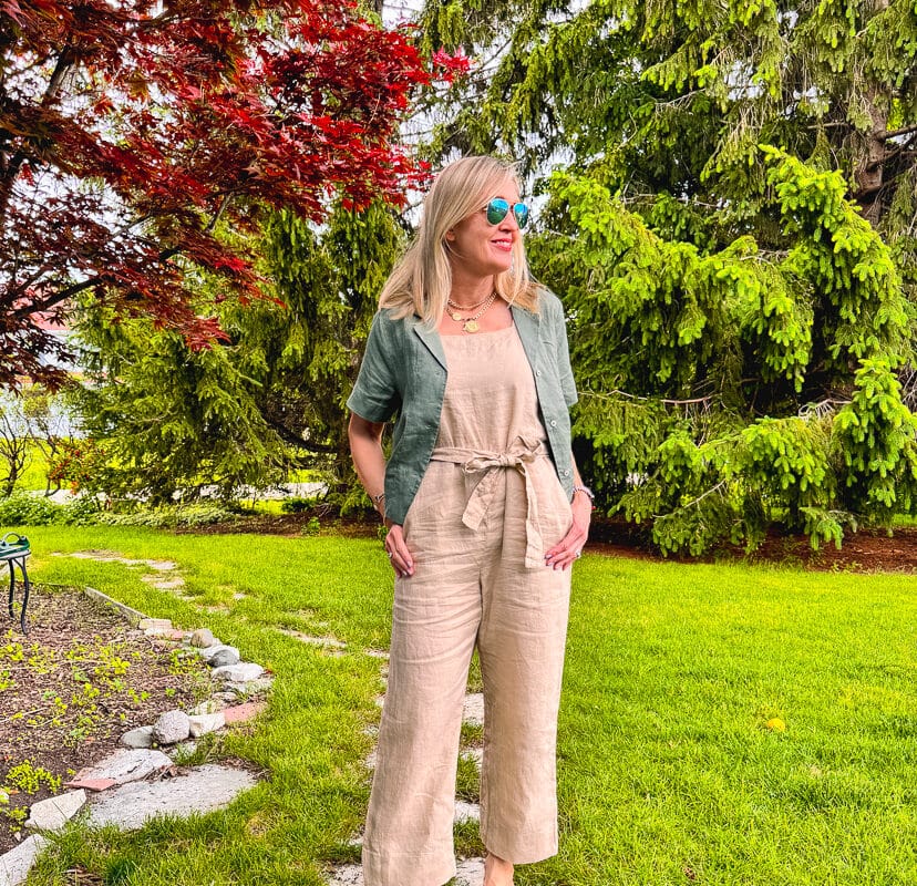 what to wear with a linen jumpsuit